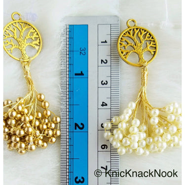 Gold Tree Charm Bead Tassels Latkan, Indian Latkans, Beaded Danglers